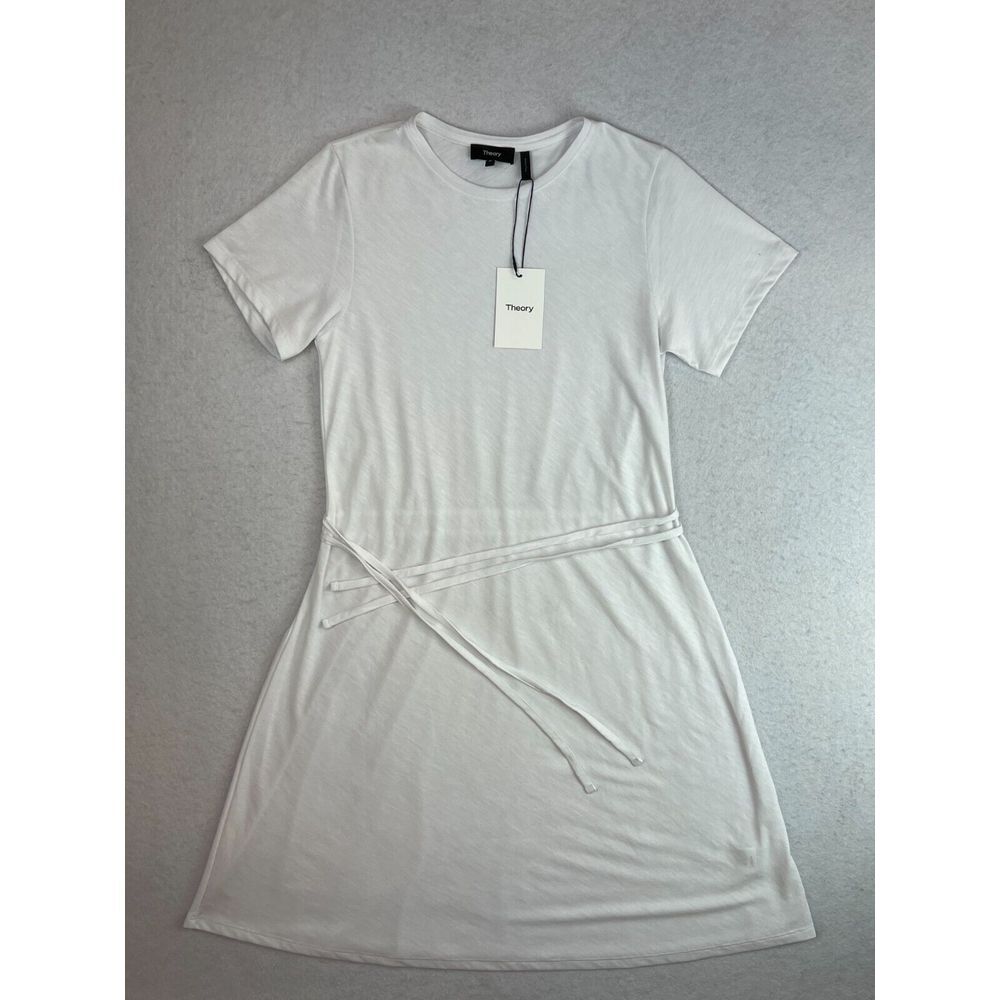 New NWT Womens‎ Theory Dress White Cotton T-Shirt Dress Size Medium